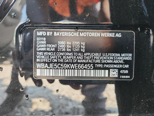 WBAJE5C59KWE66455 - 2019 BMW 540 I BLACK photo 12