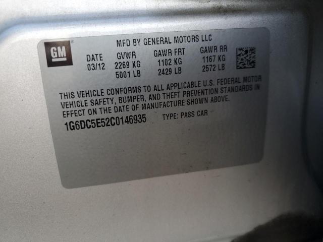 1G6DC5E52C0146935 - 2012 CADILLAC CTS SILVER photo 12