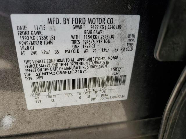 2FMTK3G85FBC21875 - 2015 FORD EDGE SE GRAY photo 13