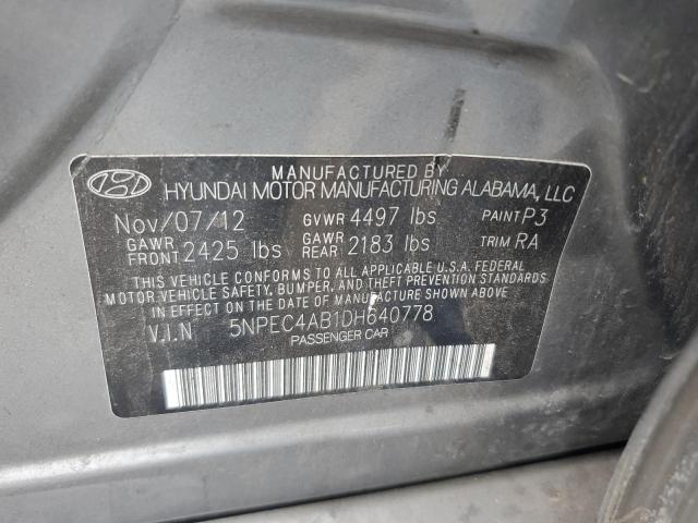 5NPEC4AB1DH640778 - 2013 HYUNDAI SONATA SE 灰色 照片 12