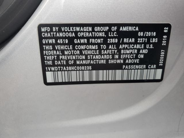 1VWDT7A38HC008235 - 2017 VOLKSWAGEN PASSAT R-LINE Silber Foto 12