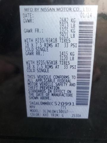 5N1AL0MM8EC520991 - 2014 INFINITI QX60 BLACK photo 13