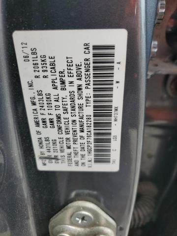 1HGCP2F76CA182280 - 2012 HONDA ACCORD EX GRAY photo 12