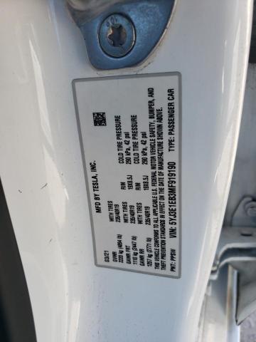 5YJ3E1EB3MF919190 - 2021 TESLA MODEL 3 白色 照片 13