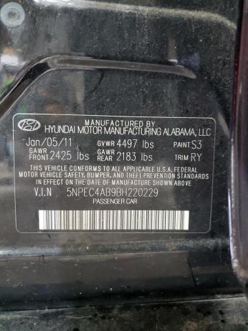 5NPEC4AB9BH220229 - 2011 HYUNDAI SONATA SE 黑色 照片 12