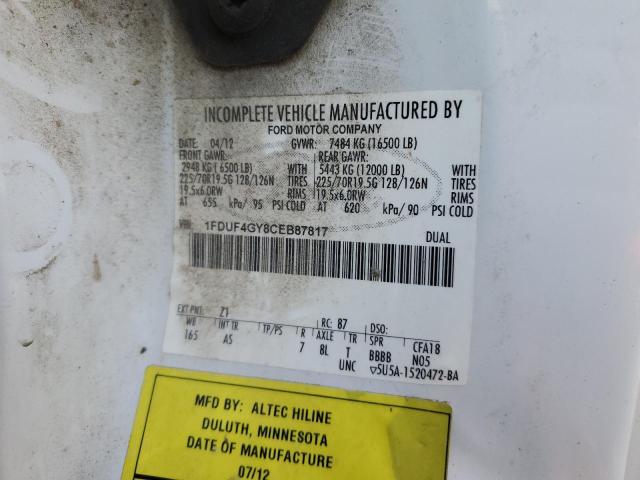 1FDUF4GY8CEB87817 - 2012 FORD F450 SUPER DUTY WHITE photo 12