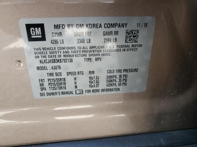 KL4CJASB3KB792130 - 2019 BUICK ENCORE PREFERRED BROWN photo 13