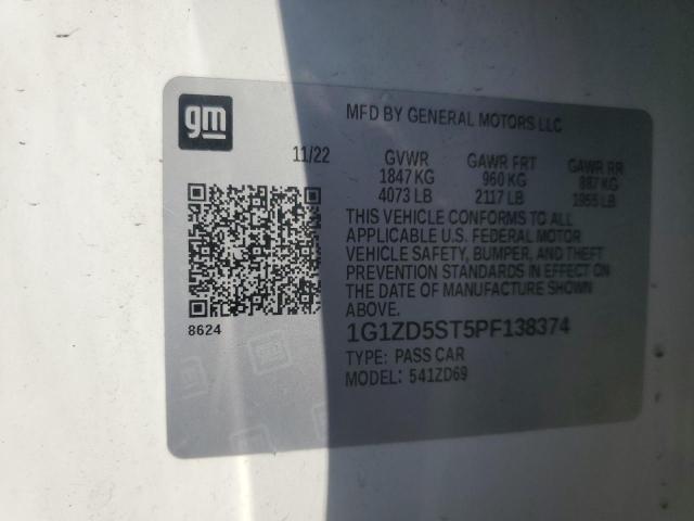 1G1ZD5ST5PF138374 - 2023 CHEVROLET MALIBU LT WHITE photo 13