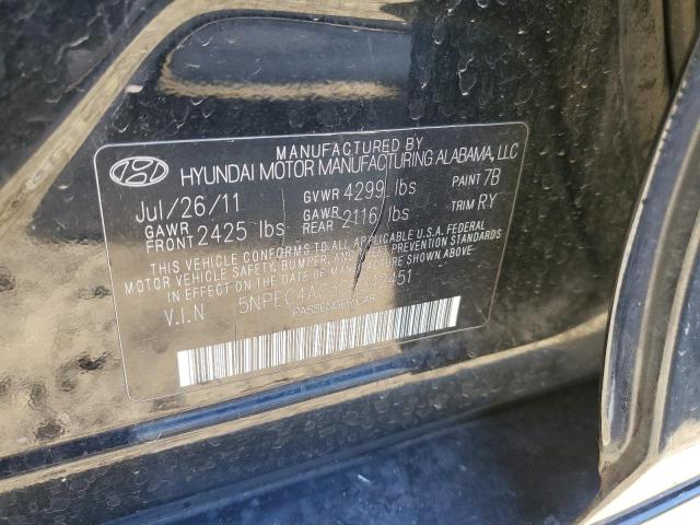 5NPEC4AC3CH342451 - 2012 HYUNDAI SONATA SE BLACK photo 12