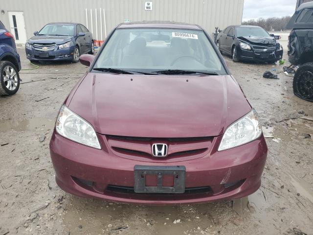 1HGES26804L000532 - 2004 HONDA CIVIC EX BURGUNDY photo 5