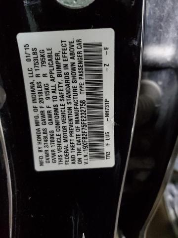 19XFB2F75FE232758 - 2015 HONDA CIVIC SE BLACK photo 12