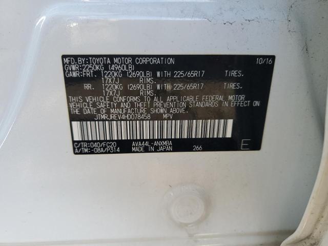 JTMRJREV4HD078458 - 2017 TOYOTA RAV4 HV LE WHITE photo 13