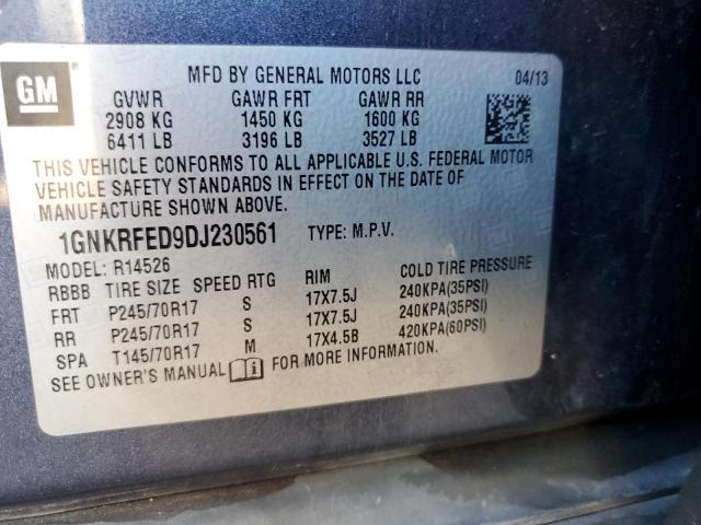 1GNKRFED9DJ230561 - 2013 CHEVROLET TRAVERSE LS BLUE photo 13