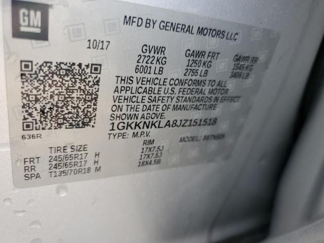 1GKKNKLA8JZ151518 - 2018 GMC ACADIA SLE ვერცხლისფერი ფოტო 13