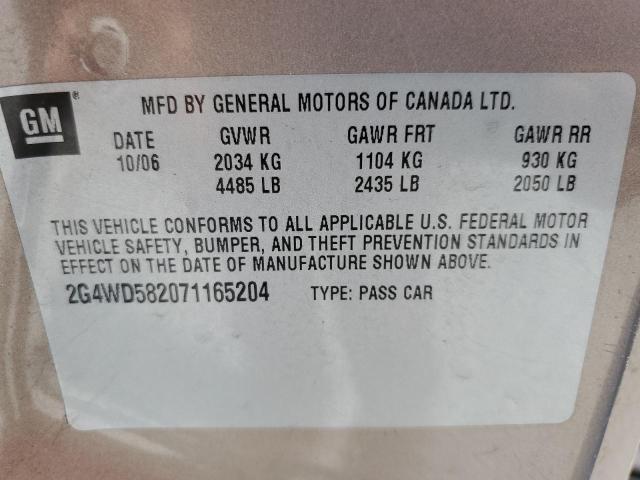 2G4WD582071165204 - 2007 BUICK LACROSSE CXL ბეჟი ფოტო 12