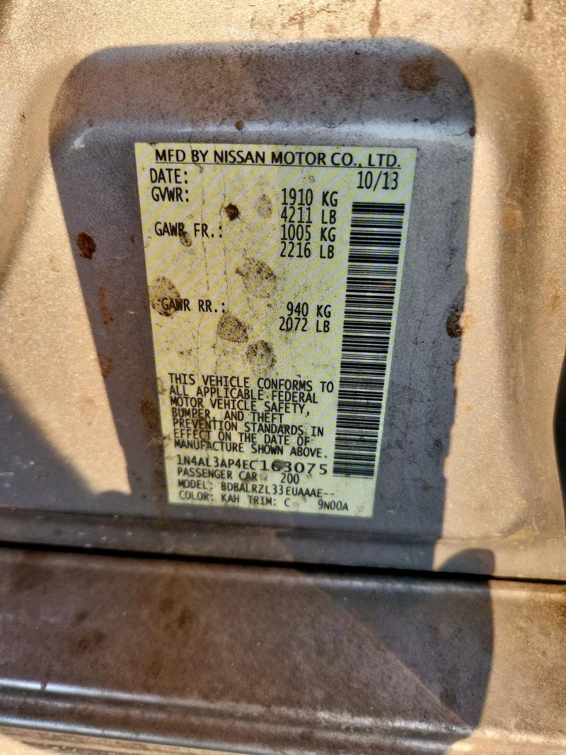 1N4AL3AP4EC163075 - 2014 NISSAN ALTIMA 2.5 TAN photo 12