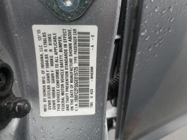 19XFC2F55GE015725 - 2016 HONDA CIVIC LX SILVER photo 12