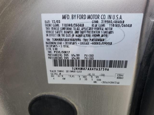 1LNHM87AX4Y637596 - 2004 LINCOLN LS SILVER photo 12