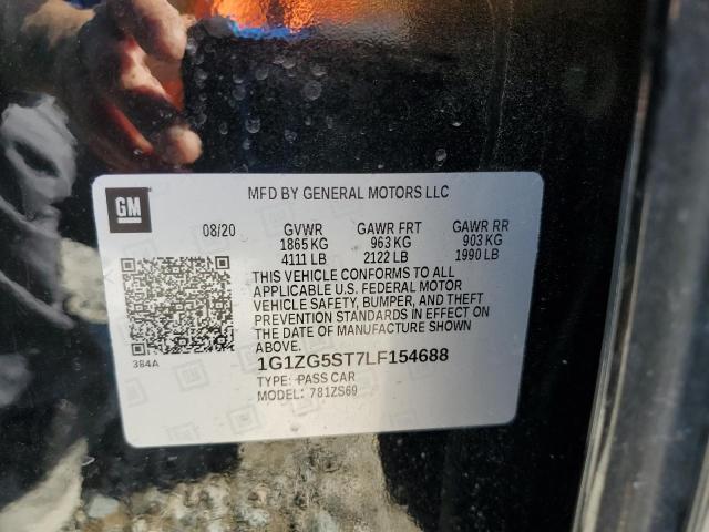 1G1ZG5ST7LF154688 - 2020 CHEVROLET MALIBU RS BLACK photo 13