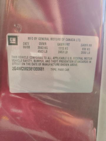 2G4WC582381355681 - 2008 BUICK LACROSSE CX წითელი ფოტო 12