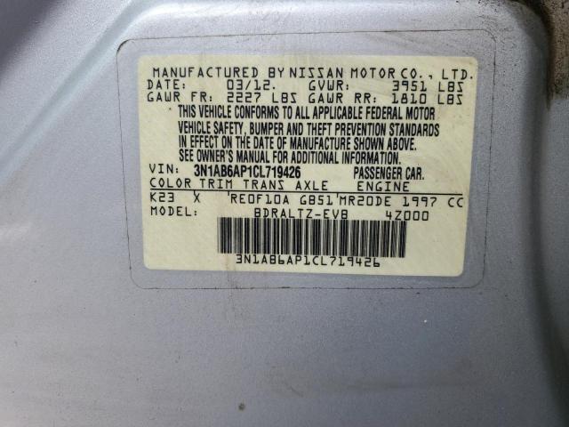 3N1AB6AP1CL719426 - 2012 NISSAN SENTRA 2.0 SILVER photo 13