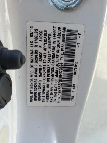 19XFB2F98DE022864 - 2013 HONDA CIVIC EXL WHITE photo 13