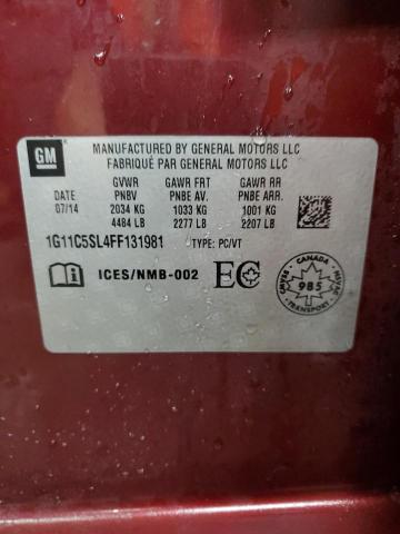 1G11C5SL4FF131981 - 2015 CHEVROLET MALIBU 1LT BURGUNDY photo 12