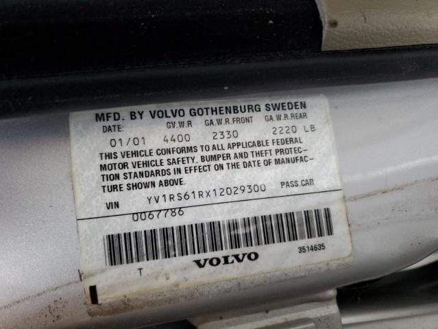 YV1RS61RX12029300 - 2001 VOLVO S60 SILVER photo 12