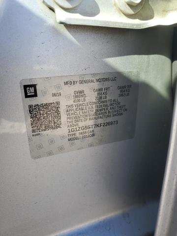 1G1ZG5ST7KF226973 - 2019 CHEVROLET MALIBU RS SILVER photo 12