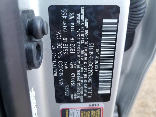 3KPA24AD0PE566815 - 2023 KIA RIO LX SILVER photo 13