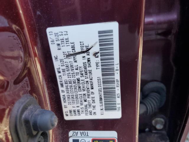 5J6RM4H75EL002251 - 2014 HONDA CR-V EXL MAROON photo 13