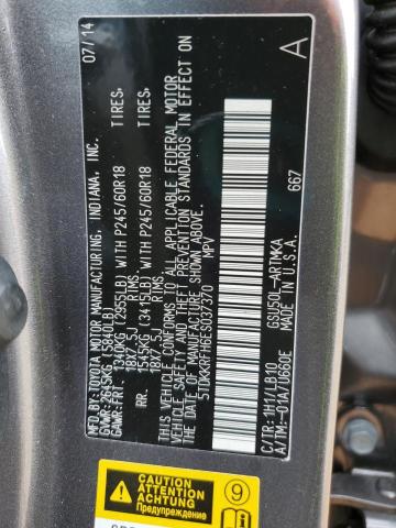 5TDKKRFH6ES037370 - 2014 TOYOTA HIGHLANDER XLE Boz foto 13