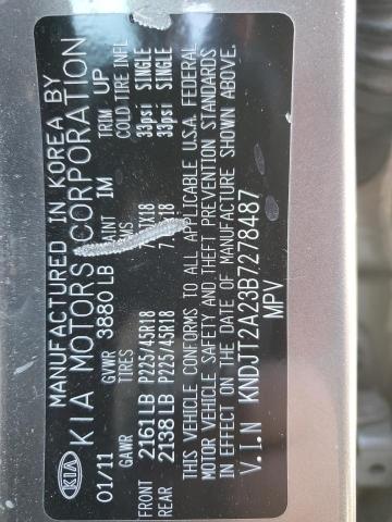 KNDJT2A23B7278487 - 2011 KIA SOUL + GRAY photo 13