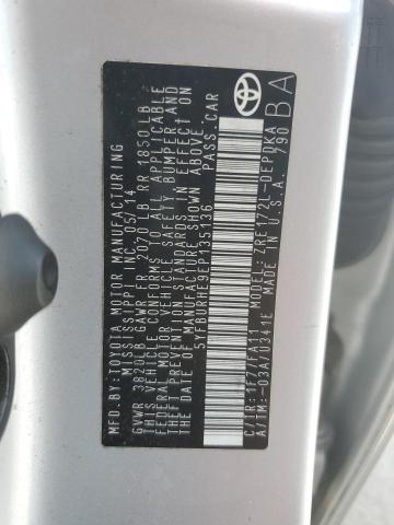 5YFBURHE9EP135136 - 2014 TOYOTA COROLLA L SILVER photo 12