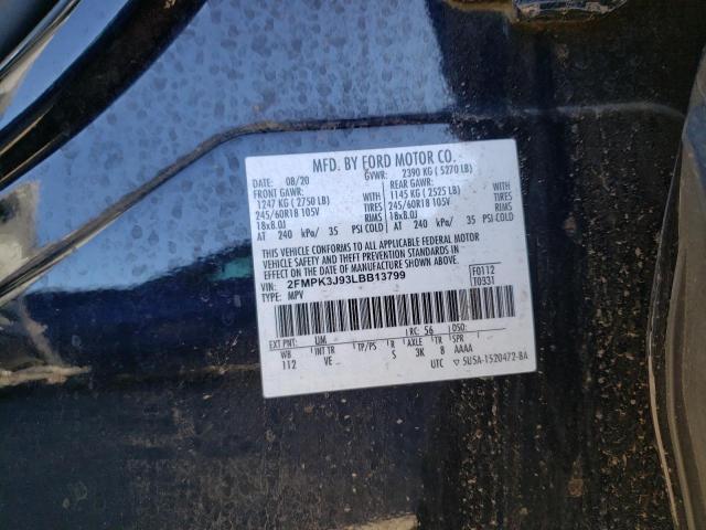 2FMPK3J93LBB13799 - 2020 FORD EDGE SEL BLACK photo 13