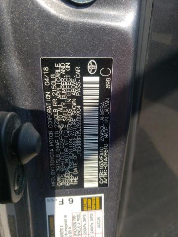 JTDKBRFU5J3600904 - 2018 TOYOTA PRIUS CHARCOAL photo 12