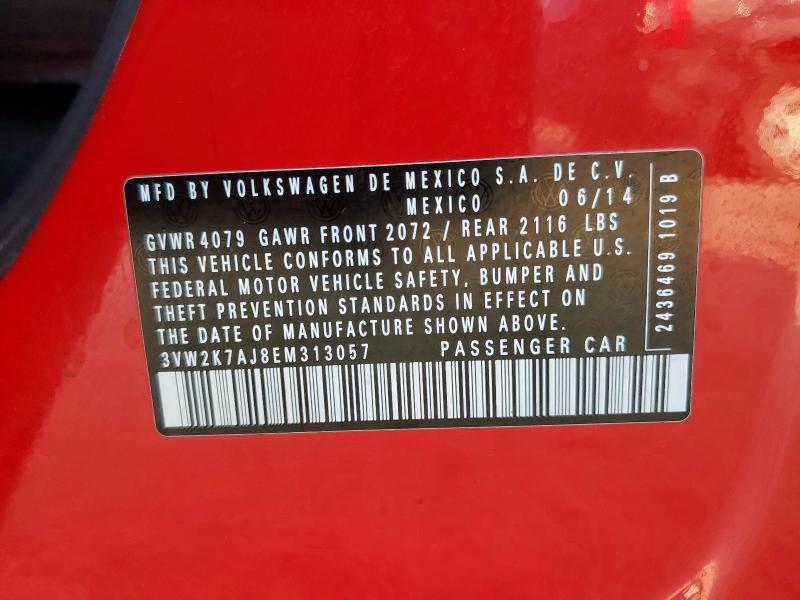 3VW2K7AJ8EM313057 - 2014 VOLKSWAGEN JETTA BASE 红色 照片 12