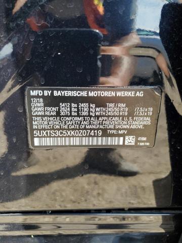 5UXTS3C5XK0Z07419 - 2019 BMW X3 XDRIVEM40I BLUE photo 13