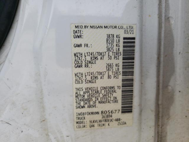 1N6BF0KMXMN805677 - 2021 NISSAN NV 1500 S WHITE photo 13