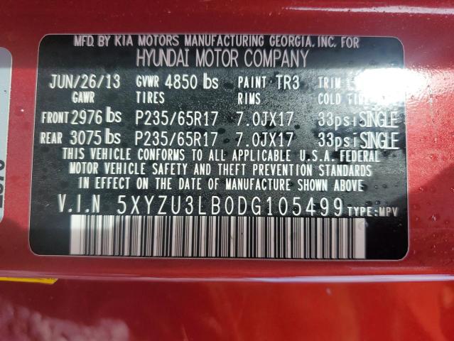 5XYZU3LB0DG105499 - 2013 HYUNDAI SANTA FE SPORT Kırmızı fotoğraf 12