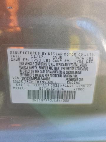 3N1CN7AP0JL844002 - 2018 NISSAN VERSA S GRAY photo 13