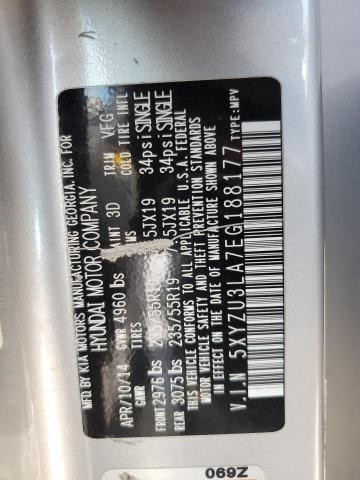 5XYZU3LA7EG188177 - 2014 HYUNDAI SANTA FE S SILVER photo 13