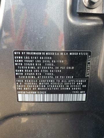 3VV3B7AX4NM152025 - 2022 VOLKSWAGEN TIGUAN SE Gris foto 13