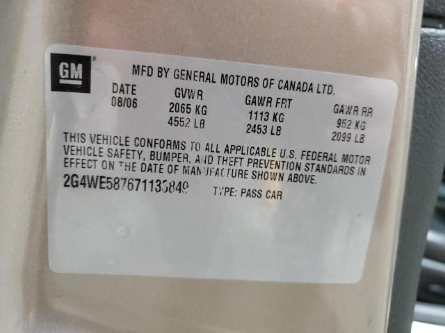 2G4WE587671133849 - 2007 BUICK LACROSSE CXS TAN photo 12