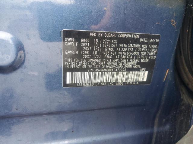 4S4WMARDXK3473203 - 2019 SUBARU ASCENT TOURING BLUE photo 13