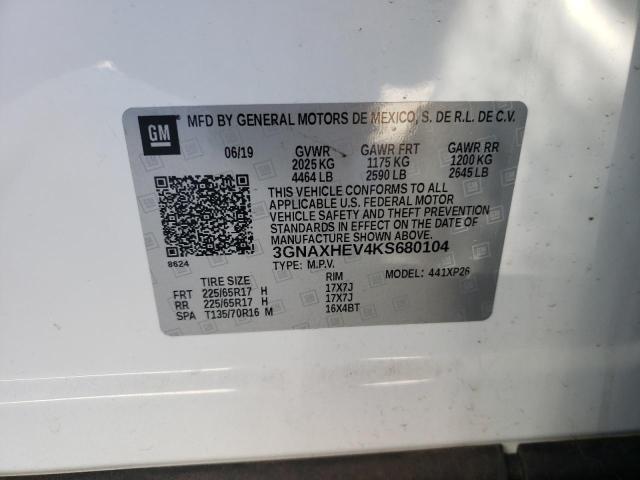 3GNAXHEV4KS680104 - 2019 CHEVROLET EQUINOX LS WHITE photo 13