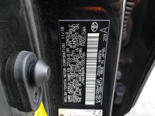 JTNKHMBX9K1030786 - 2019 TOYOTA C-HR XLE BLACK photo 12