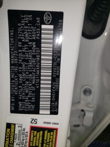 4T1G11AKXRU188707 - 2024 TOYOTA CAMRY SE NIGHT SHADE WHITE photo 12