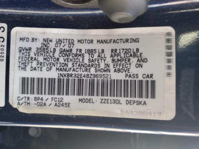 1NXBR32E48Z969521 - 2008 TOYOTA COROLLA CE BLUE photo 12