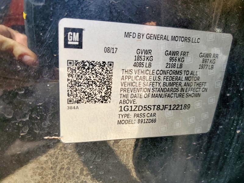 1G1ZD5ST8JF122189 - 2018 CHEVROLET MALIBU LT BLACK photo 12